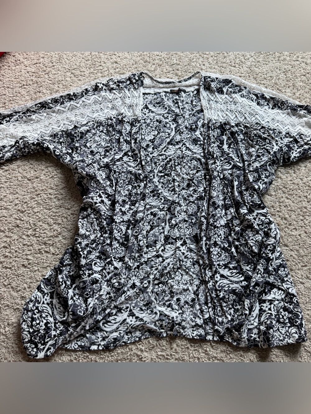 Copper Key Black & White Printed Open-Front Tunic